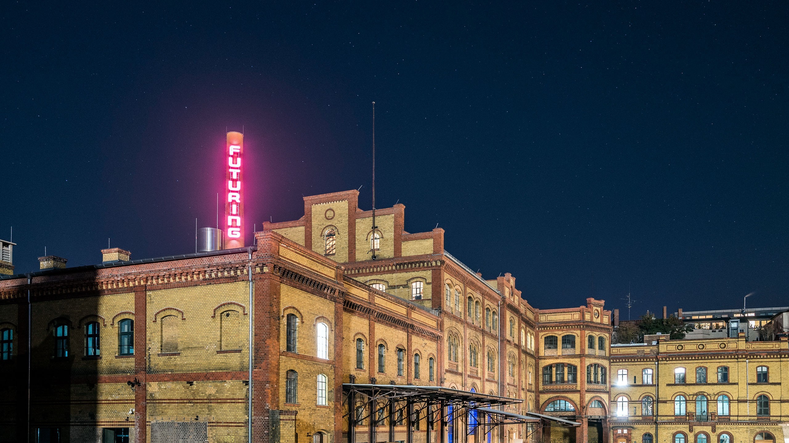 Gelände der ehemaligen Bötzow-Brauerei Berlin bei Nacht